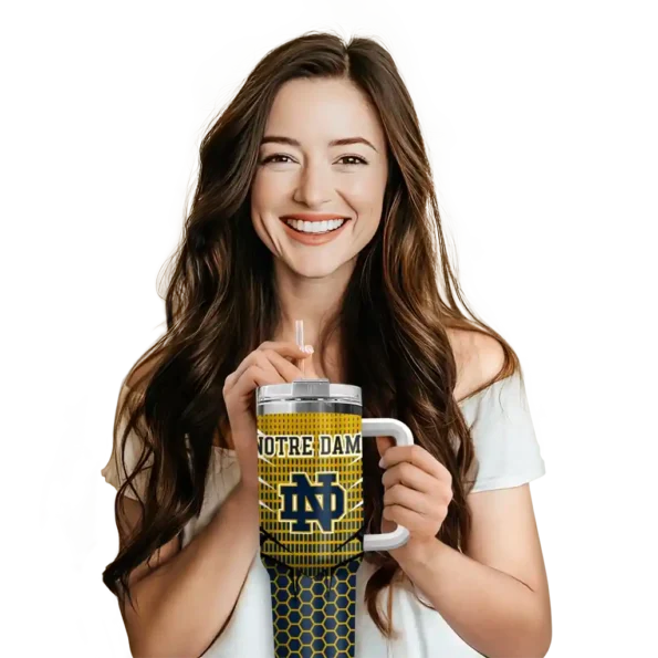 customized notre dame fighting irish hex texture navy curved tumbler premium grade.webp