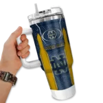 customized notre dame fighting irish hexagon armor navy curved tumbler best selling.webp