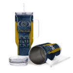 customized notre dame fighting irish hexagon armor navy curved tumbler best selling.webp