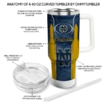 customized notre dame fighting irish hexagon armor navy curved tumbler best selling.webp