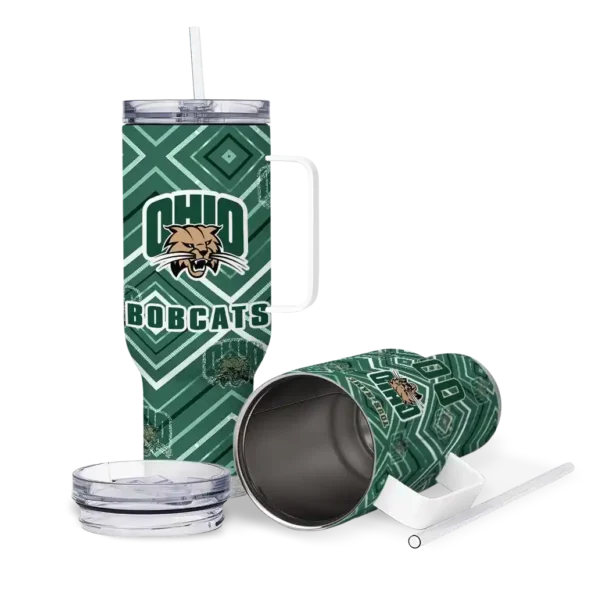 customized ohio bobcats bold diamonds green curved tumbler high quality.webp