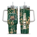 customized ohio bobcats burst swirl green curved tumbler best selling.webp