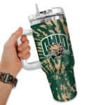 customized ohio bobcats burst swirl green curved tumbler best selling.webp