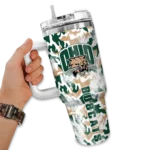 customized ohio bobcats camo mashup green white curved tumbler best selling.webp