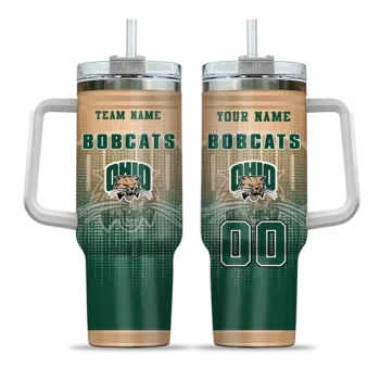 customized ohio bobcats gradient dots green curved tumbler best selling.webp