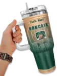 customized ohio bobcats gradient dots green curved tumbler best selling.webp