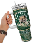 customized ohio bobcats honey streaks green curved tumbler best selling.webp