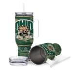 customized ohio bobcats honey streaks green curved tumbler best selling.webp
