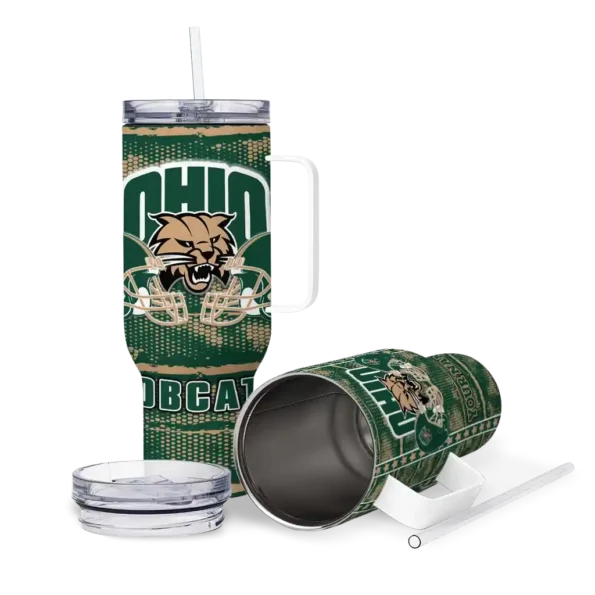 customized ohio bobcats honey streaks green curved tumbler high quality.webp