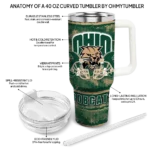 customized ohio bobcats honey streaks green curved tumbler best selling.webp