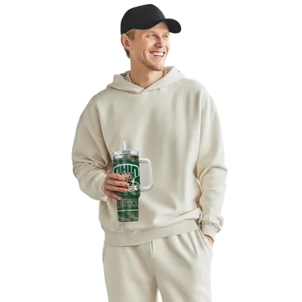 customized ohio bobcats honey streaks green curved tumbler top rated.webp