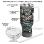 customized ohio bobcats superman shield green gray curved tumbler best selling.webp
