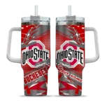 customized ohio state buckeyes abstract paths scarlet curved tumbler best selling.webp