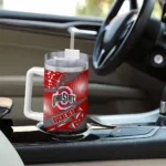 customized ohio state buckeyes abstract paths scarlet curved tumbler best selling.webp