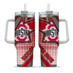 customized ohio state buckeyes arrow burst scarlet curved tumbler best selling.webp