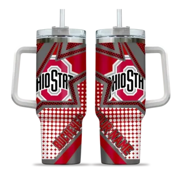 customized ohio state buckeyes arrow burst scarlet curved tumbler best selling.webp