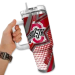 customized ohio state buckeyes arrow burst scarlet curved tumbler best selling.webp
