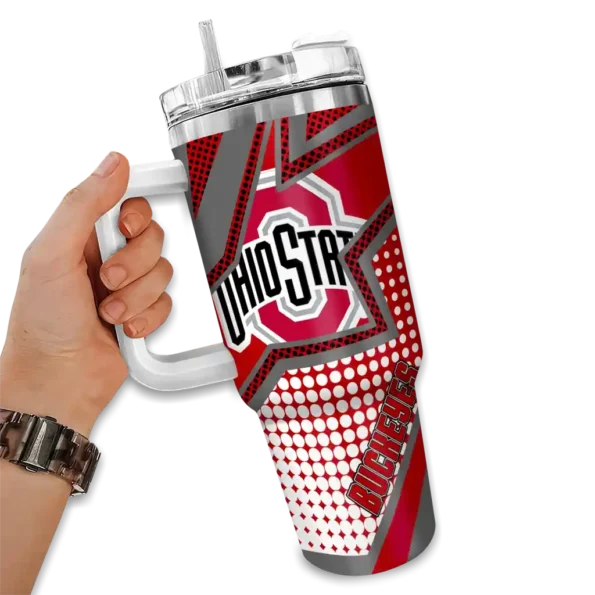 customized ohio state buckeyes arrow burst scarlet curved tumbler fashion forward.webp