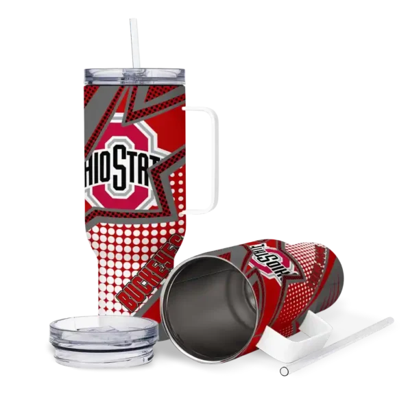 customized ohio state buckeyes arrow burst scarlet curved tumbler high quality.webp