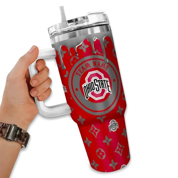 customized ohio state buckeyes bullseye drips scarlet curved tumbler fashion forward.webp
