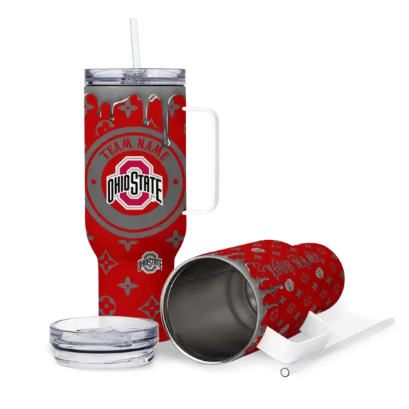 customized ohio state buckeyes bullseye drips scarlet curved tumbler high quality.webp