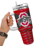 customized ohio state buckeyes chevron layers scarlet curved tumbler best selling.webp
