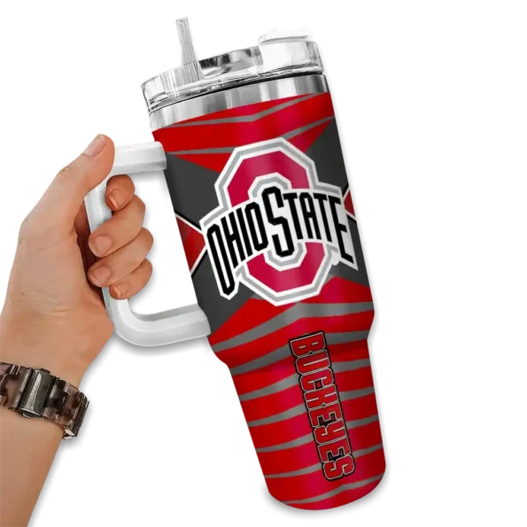 customized ohio state buckeyes chevron layers scarlet curved tumbler fashion forward.webp