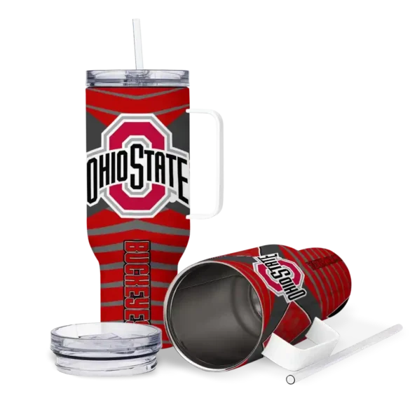customized ohio state buckeyes chevron layers scarlet curved tumbler high quality.webp