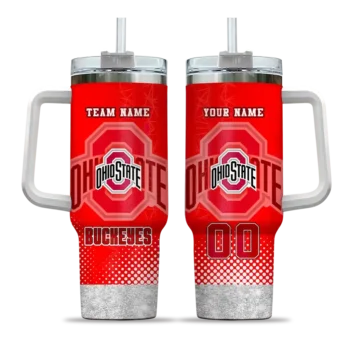 customized ohio state buckeyes geometric prism scarlet curved tumbler best selling.webp