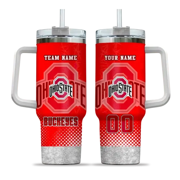 customized ohio state buckeyes geometric prism scarlet curved tumbler best selling.webp