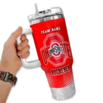 customized ohio state buckeyes geometric prism scarlet curved tumbler best selling.webp