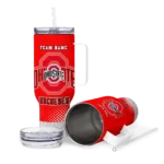 customized ohio state buckeyes geometric prism scarlet curved tumbler best selling.webp