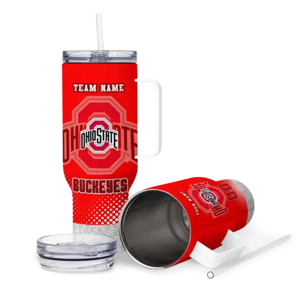 customized ohio state buckeyes geometric prism scarlet curved tumbler high quality.webp