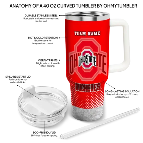 customized ohio state buckeyes geometric prism scarlet curved tumbler new arrival.webp