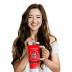 customized ohio state buckeyes geometric prism scarlet curved tumbler best selling.webp