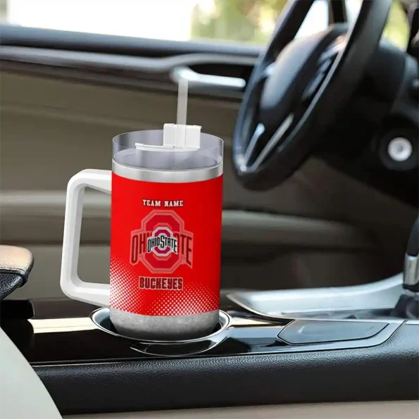 customized ohio state buckeyes geometric prism scarlet curved tumbler trendy.webp