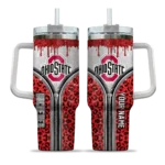 customized ohio state buckeyes leopard zipper scarlet curved tumbler best selling.webp