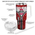customized ohio state buckeyes leopard zipper scarlet curved tumbler best selling.webp