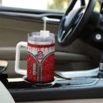 customized ohio state buckeyes leopard zipper scarlet curved tumbler best selling.webp