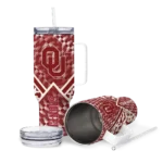 customized oklahoma sooners chevron angle crimson curved tumbler best selling.webp