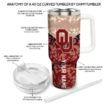 customized oklahoma sooners chevron stripe crimson curved tumbler best selling.webp