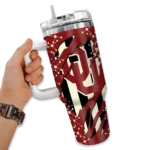 customized oklahoma sooners claw cut crimson black curved tumbler best selling.webp
