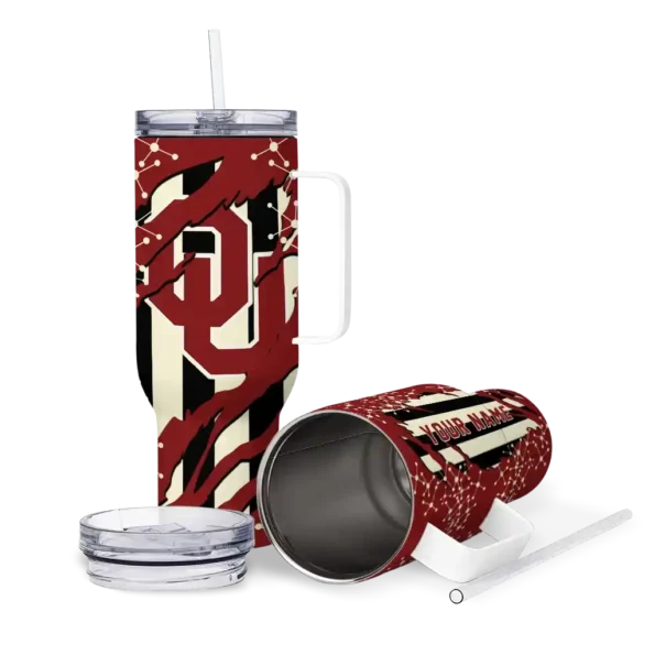 customized oklahoma sooners claw cut crimson black curved tumbler high quality.webp