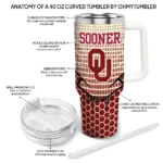 customized oklahoma sooners hex texture crimson curved tumbler best selling.webp