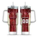 customized oklahoma sooners hexagon armor crimson curved tumbler best selling.webp