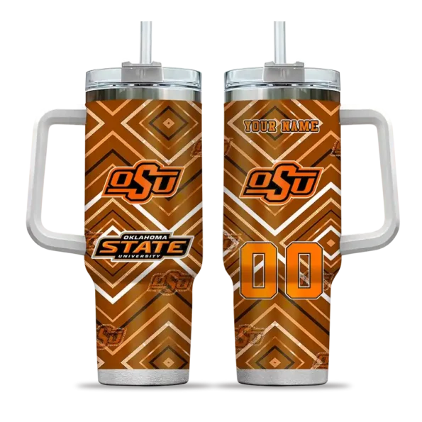 customized oklahoma state cowboys bold diamonds orange curved tumbler best selling.webp