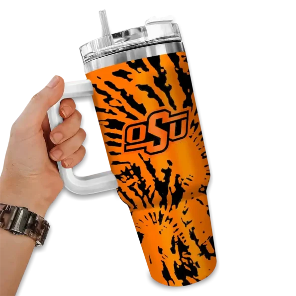 customized oklahoma state cowboys burst swirl orange curved tumbler fashion forward.webp