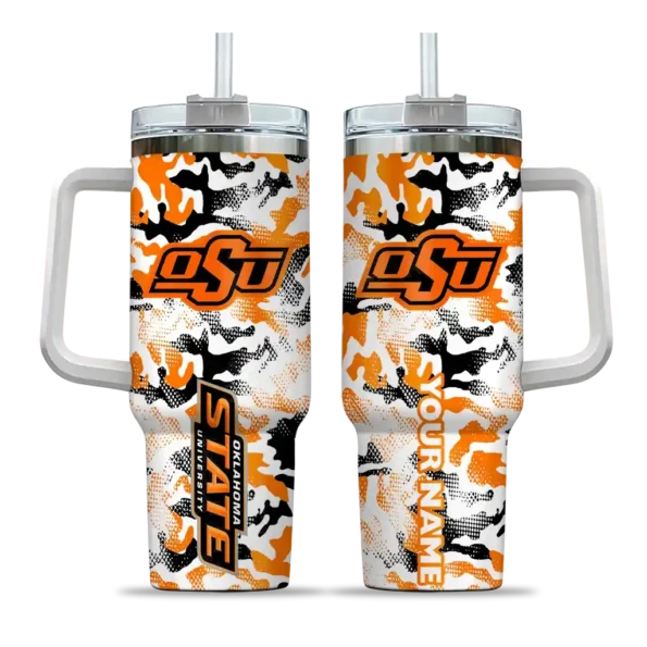 customized oklahoma state cowboys camo mashup orange white curved tumbler best selling.webp