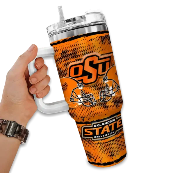 customized oklahoma state cowboys honey streaks orange curved tumbler fashion forward.webp