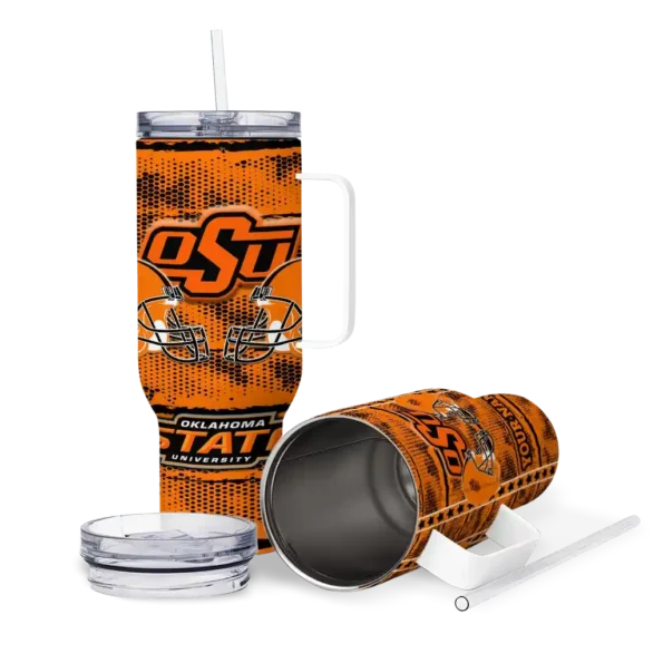 customized oklahoma state cowboys honey streaks orange curved tumbler high quality.webp
